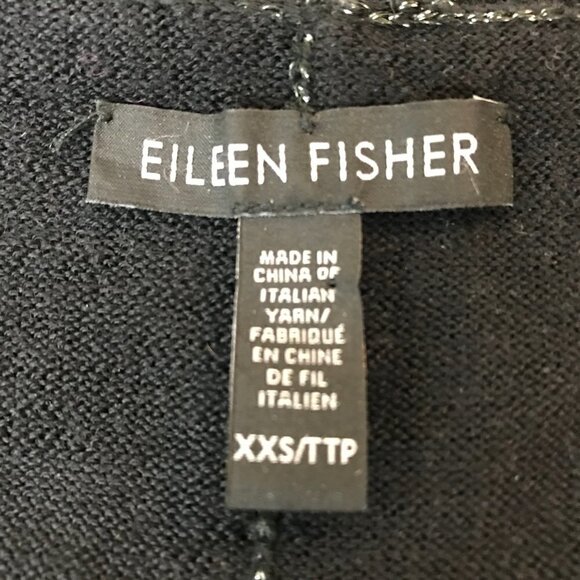 Eileen Fisher 98% Merino Wool Black  V- neck Oversized Sweater  Size XXS - Picture 6 of 7